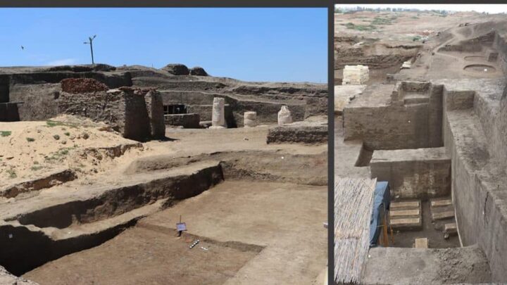 Montagem de fotos da parte externa de observatório usado no Antigo Egito