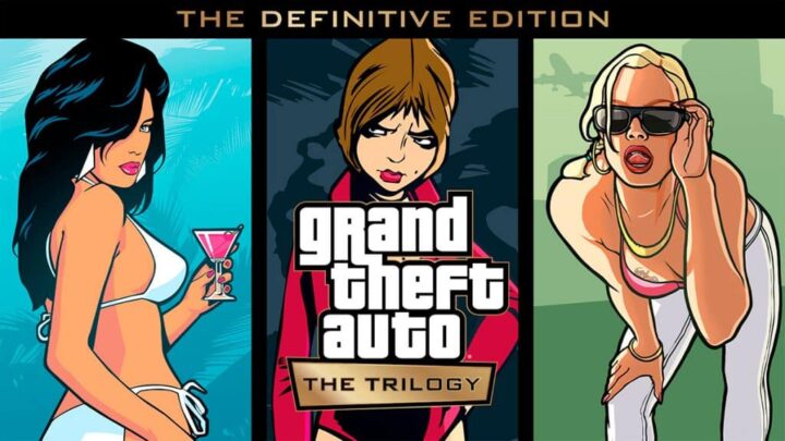 Montagem com pôsteres dos jogos da trilogia 3D de GTA