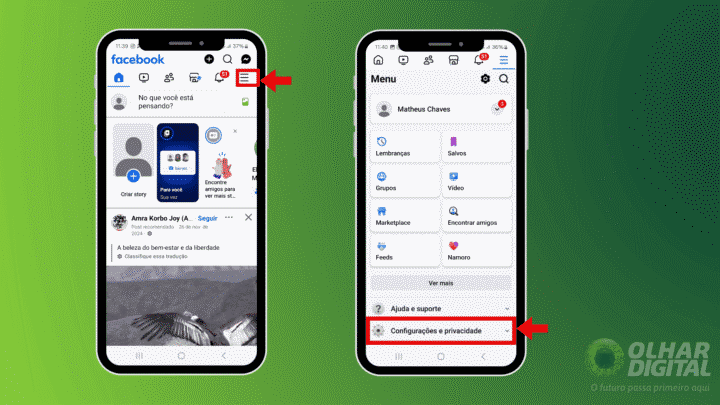 Passo 1 para bloquear solicitações de amizade no Facebook