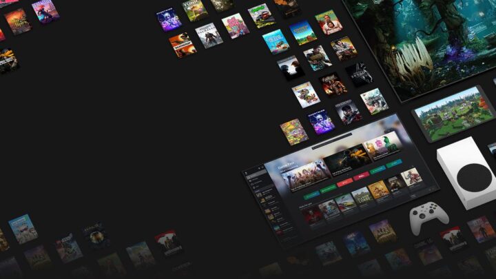 Arte com vários jogos e dispositivos Xbox