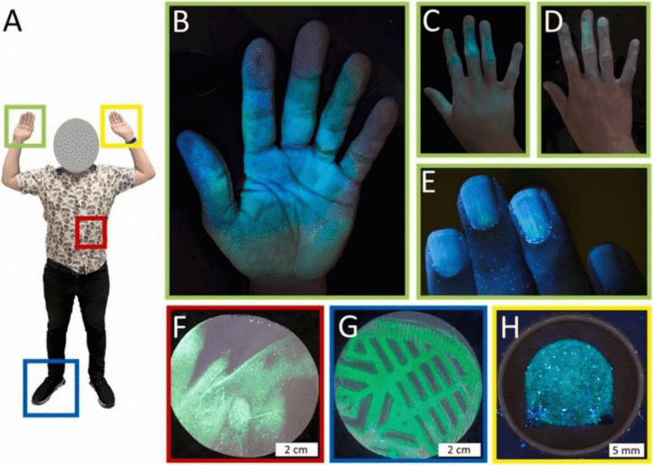 Brilho fluorescente da pólvora