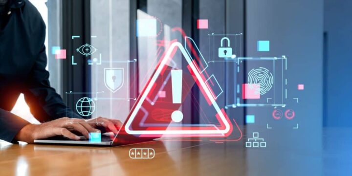 alerta de malware vírus no pc. ilustração digital 3d