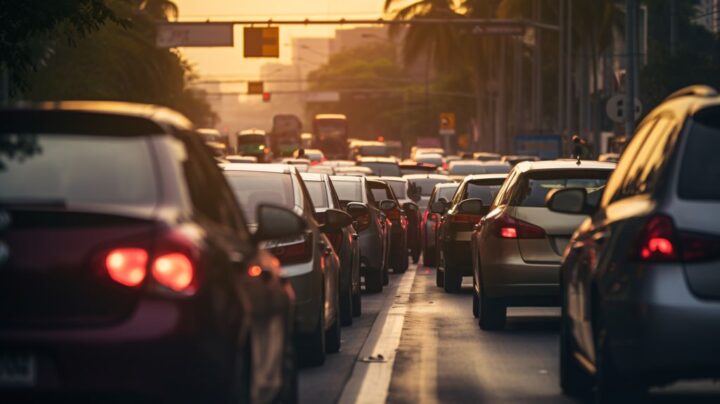 Carros parados no semáforo