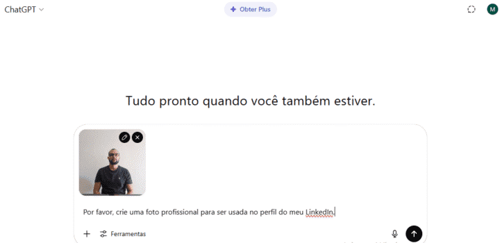 Passo 2 para obter foto profissional por meio do ChatGPT