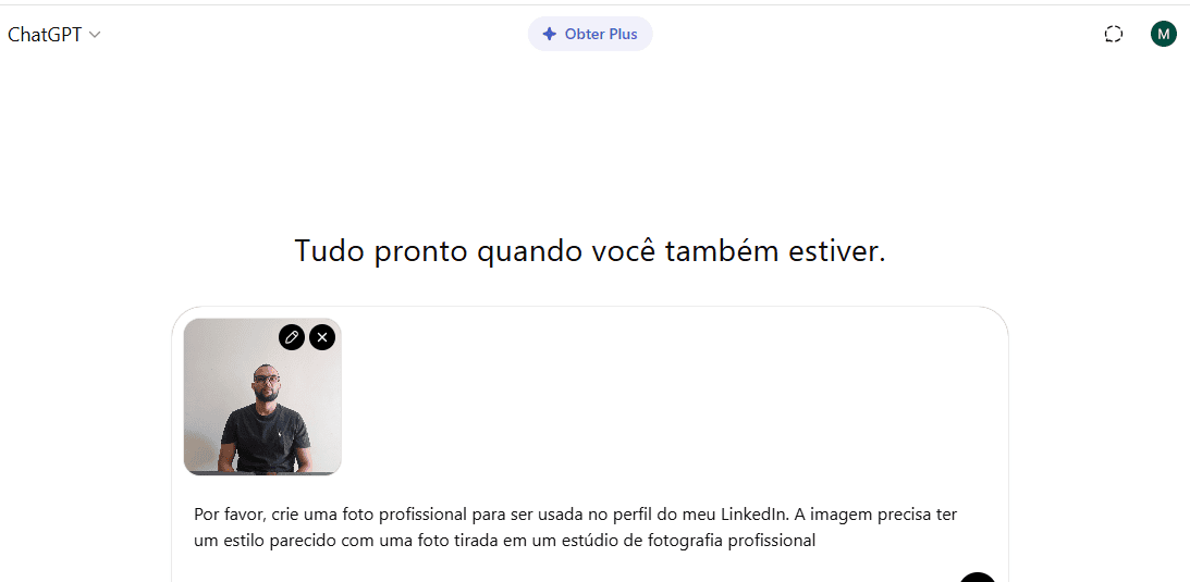 Passo 3 para obter foto profissional por meio do ChatGPT