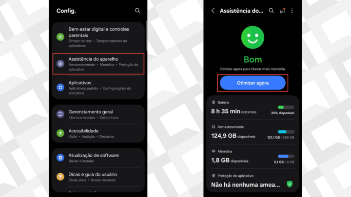 Passos para otimizar a memória do Samsung Galaxy