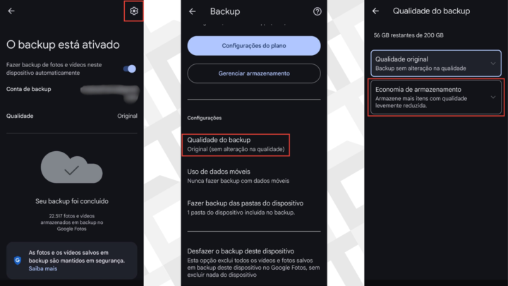 Passos para ativar a economia de armazenamento no Google Fotos