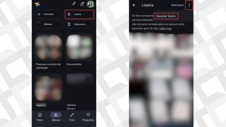 Passos para esvaziar a lixeira do Google Fotos
