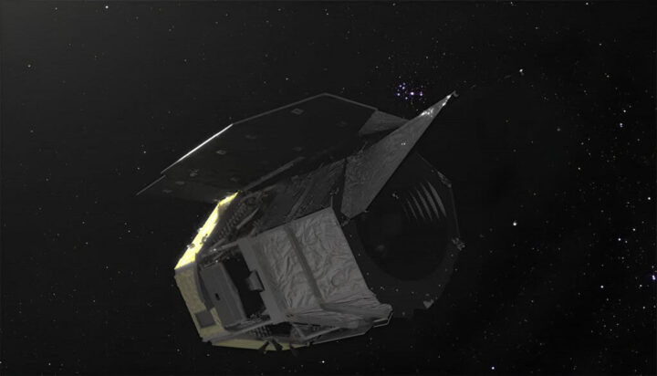 Imagem conceitual do Telescópio Roman no espaço