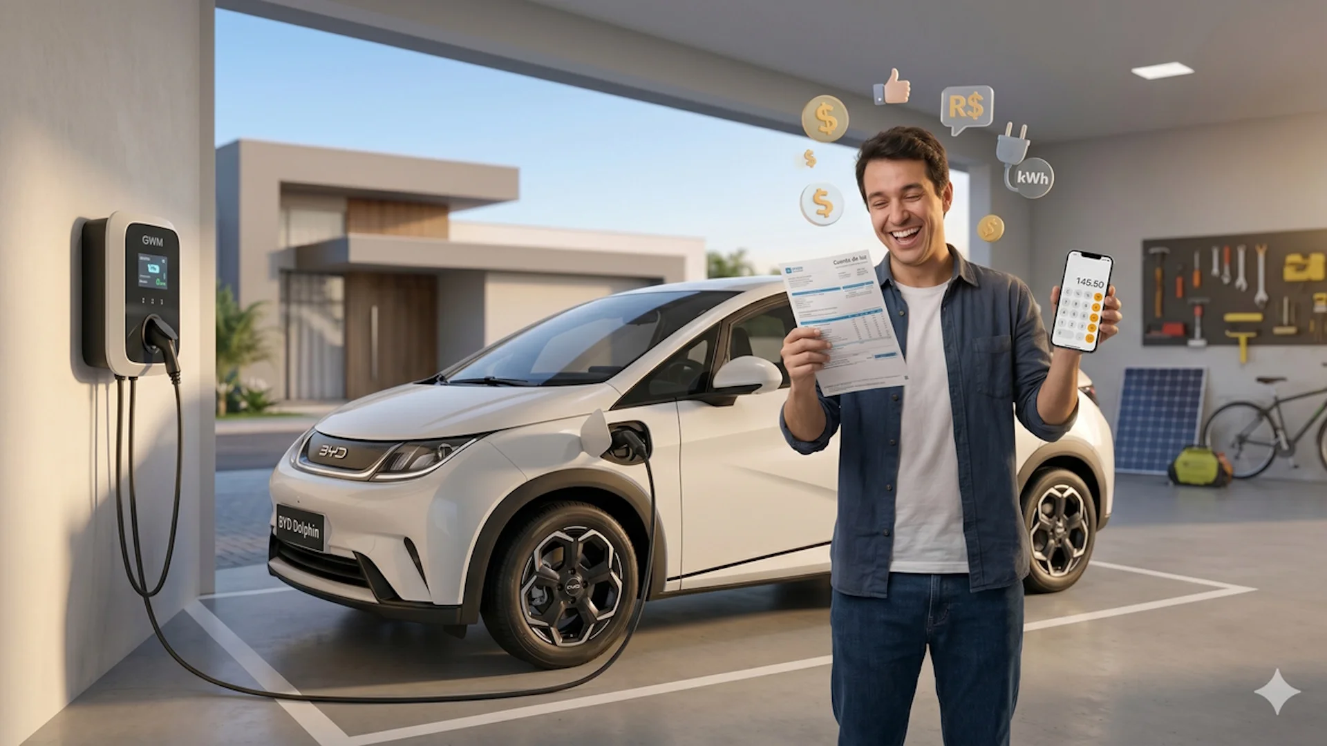 recarga carro elétrico casa conta energia