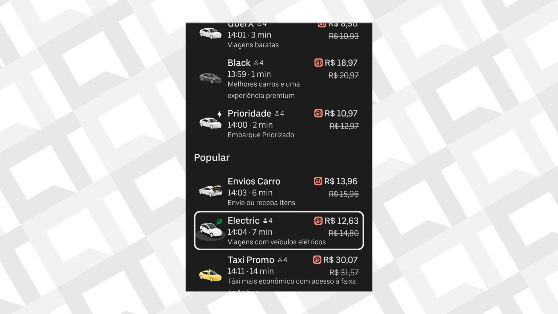 Uber Electric app