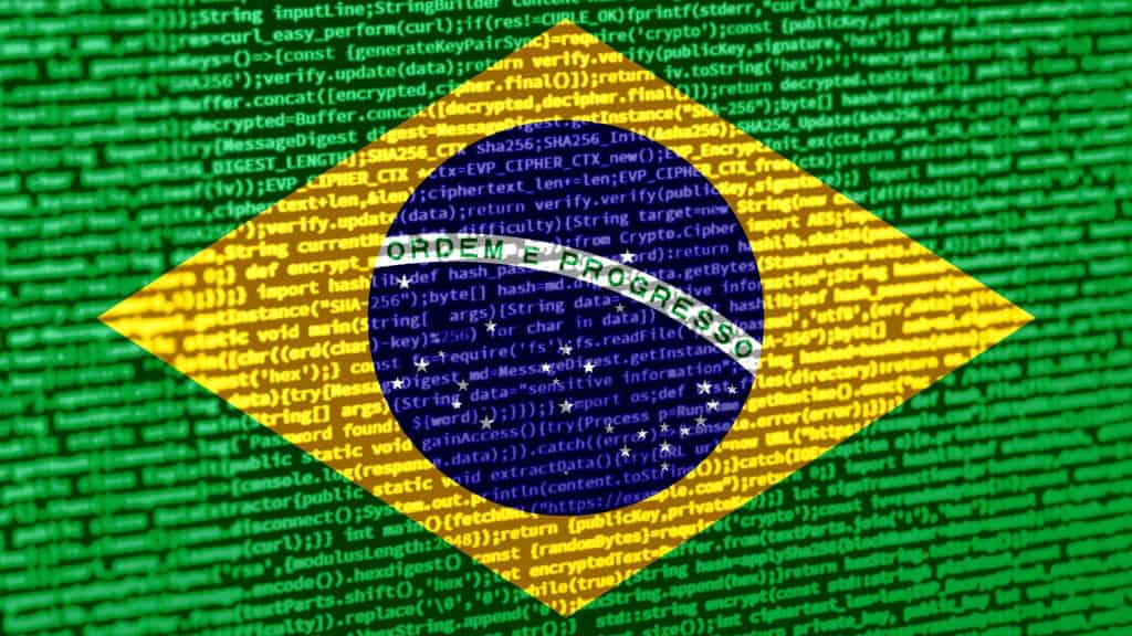 Ilustração de bandeira do Brasil feita com códigos de programação